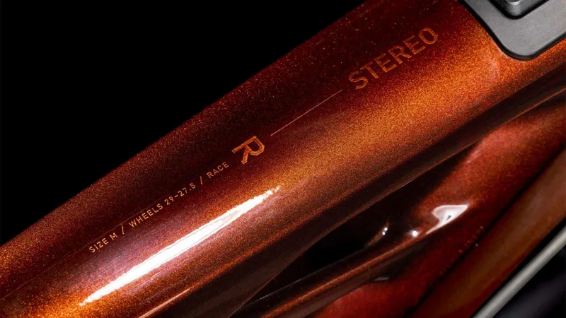 Cube Stereo Hybrid ONE77 HPC Race 800Wh Full Suspension Electric Mountain Bike in Liquidorange and Orange-5