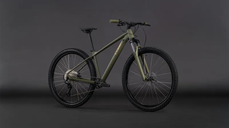 Cube Aim SLX Mountain Bike in Dustyolive and Gold-7