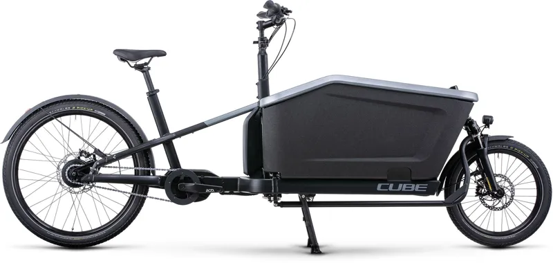Cube Cargo Dual Hybrid 1000Wh Electric Cargo Bike in Flashgrey an Black