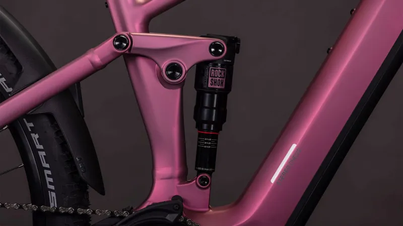 Cube Stereo Hybrid ONE22 Race 800Wh Electric Full Suspension Mountain Bike in Shiftblush and Black-5