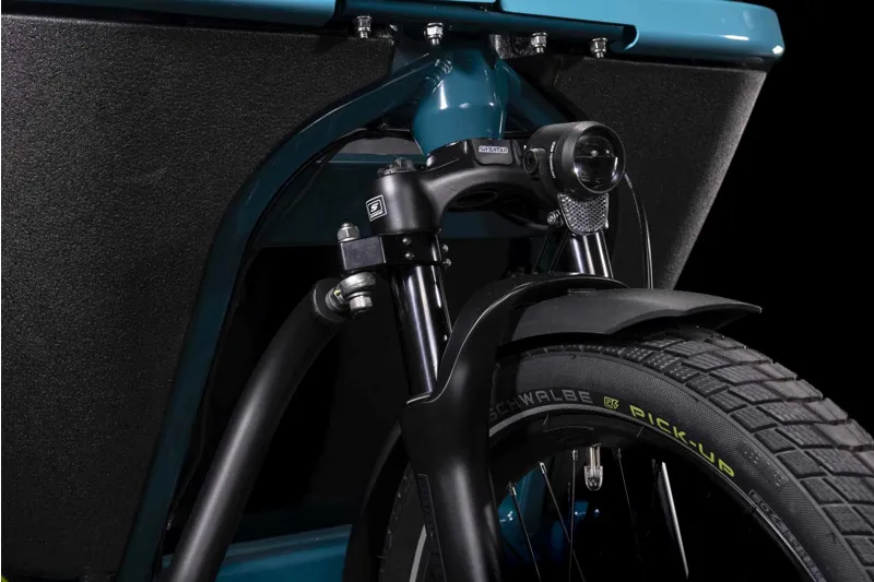 Cube Cargo Dual Hybrid 1000Wh Electric Cargo Bike in Blue and Lime-3