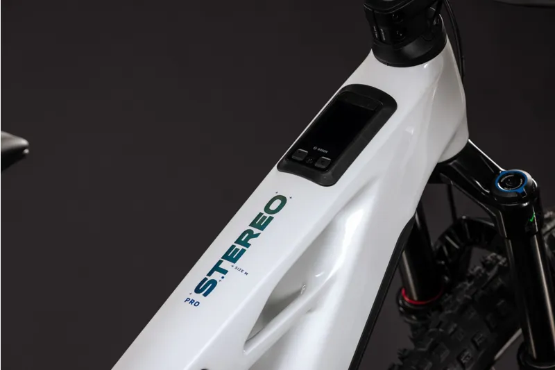 Cube Stereo Hybrid ONE44 HPC Pro 800Wh Electric Full Suspension Mountain Bike in Metallicwhite and Blue-5