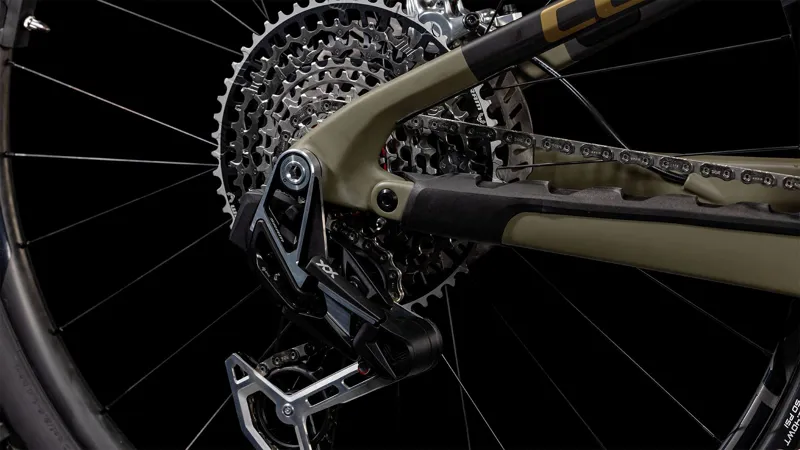 Cube AMS Hybrid ONE44 C:68X SuperTM 400x 400Wh Full Suspension Electric Mountain Bike in Dustyolive and Gold-5