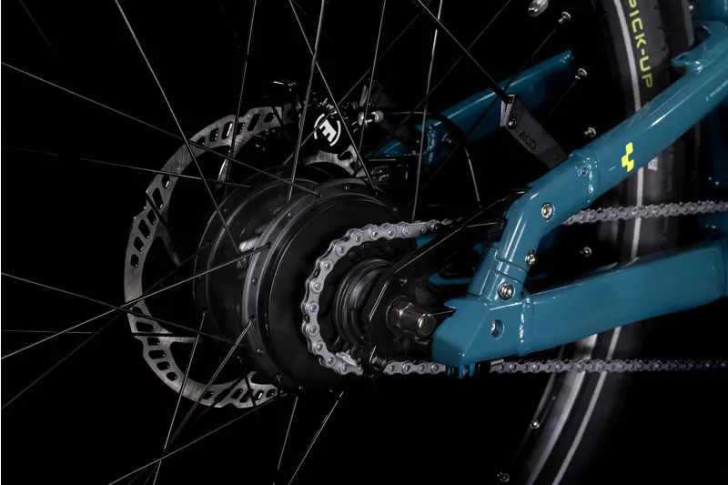 Cube Cargo Dual Hybrid 1000Wh Electric Cargo Bike in Blue and Lime-4