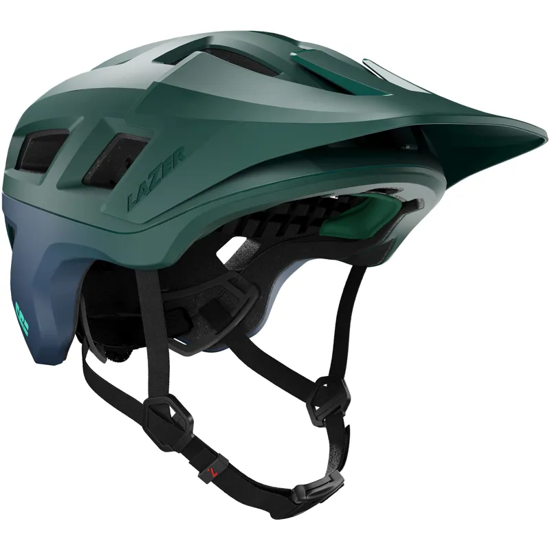 Lazer Coyote KinetiCore Mountain Bike Helmet in Matte Green and Blue-1
