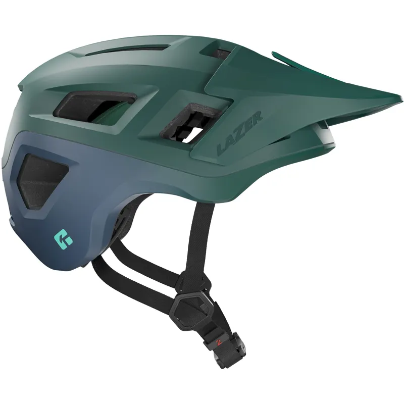 Lazer Coyote KinetiCore Mountain Bike Helmet in Matte Green and Blue