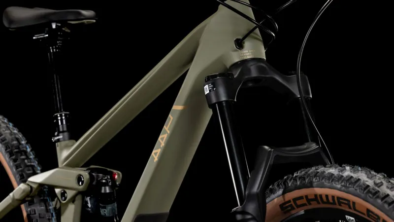 Cube Stereo ONE44 HPC Rookie Full Suspension Mountain Bike in Dustyolive and Gold-5