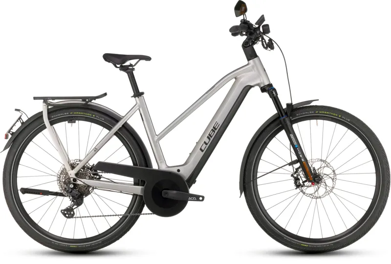 Cube Kathmandu Hybrid 45 Trapeze 750Wh Electric Hybrid Bike in Grey Reflex and Black