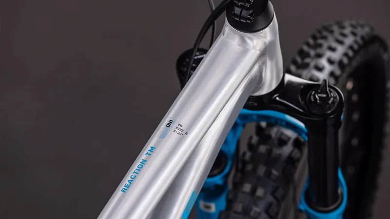 Cube Reaction TM One Mountain Bike in Rawmetal and Blue-5