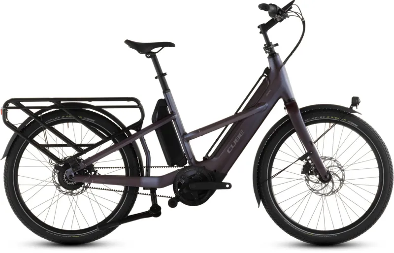 Cube Longtail Hybrid Comfort 800Wh Electric Cargo Bike in Mineralgrey and Reflex