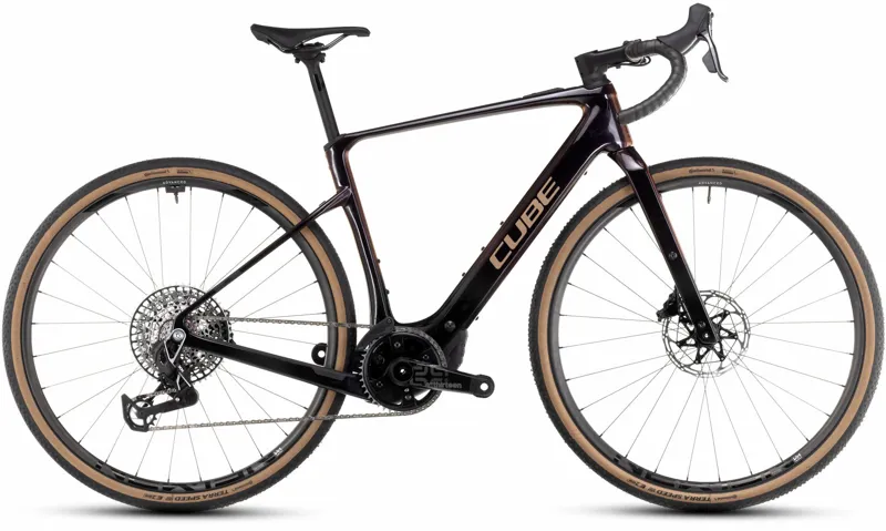 Cube Nuroad Hybrid C:62 SLT 400Wh Electric Gravel Bike in Solareclipse and Bronze