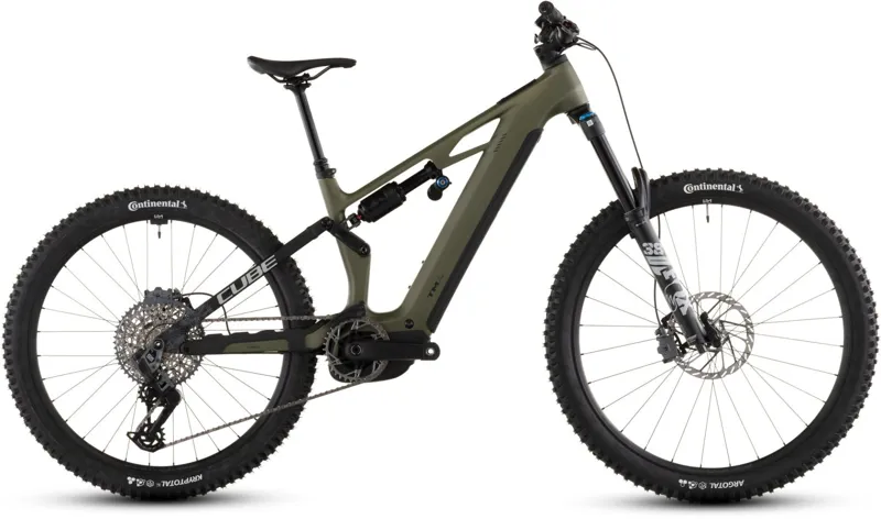 Cube Stereo Hybrid ONE77 HPC TM 800Wh Electric Full Suspension Mountain Bike in Reedgreen and Matrix