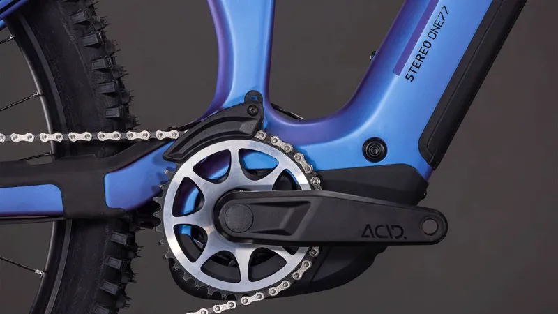 Cube Stereo Hybrid ONE77 HPC SLX 800Wh Electric Full Suspension Mountain Bike in Blueiris and Black-6