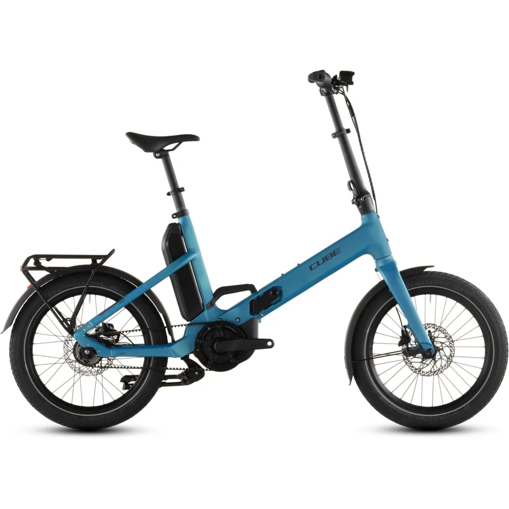 Team Cycles Cube Fold Hybrid Comfort 545Wh Electric Folding Bike in Azure and Reflex | Interest FREE Finance & Online Refund Policy.