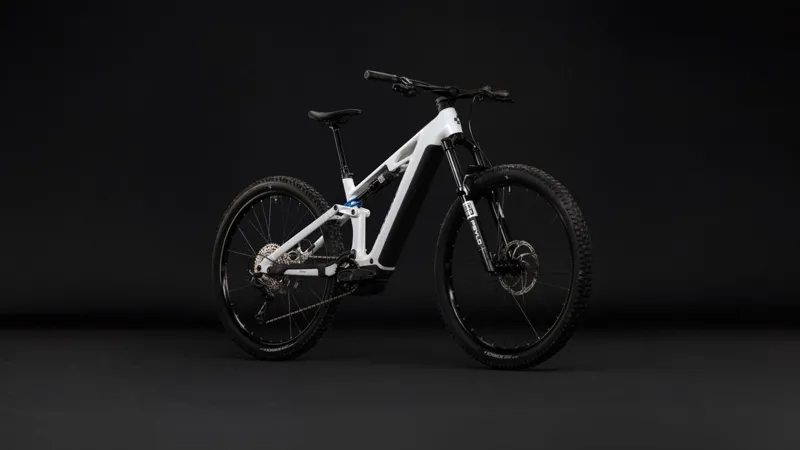 Cube Stereo Hybrid ONE44 HPC Pro 800Wh Electric Full Suspension Mountain Bike in Metallicwhite and Blue-9