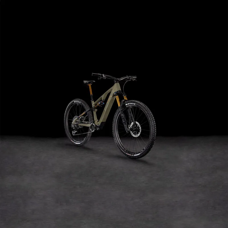 Cube AMS Hybrid ONE44 C:68X SuperTM 400x 400Wh Full Suspension Electric Mountain Bike in Dustyolive and Gold-7