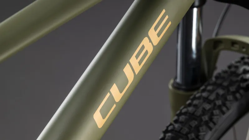 Cube Aim SLX Mountain Bike in Dustyolive and Gold-6