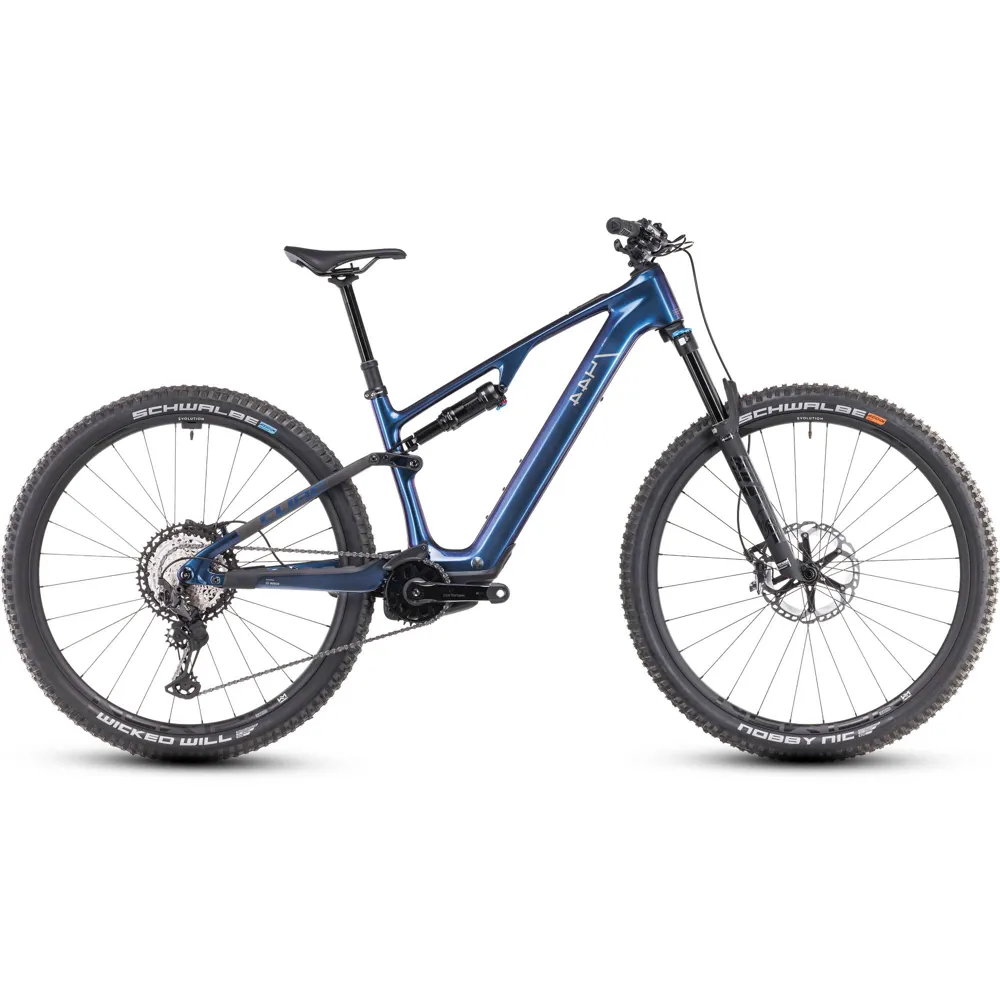 Team Cycles Cube AMS Hybrid ONE44 C:68X SLX 400x 400Wh Full Suspension Electric Mountain Bike in Deep Cobalt and Black | Interest FREE Finance & Online Refund Policy.