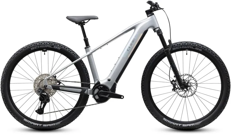 Cube Reaction Hybrid SLX 800Wh Electric Mountain Bike in Platinum and Reflex