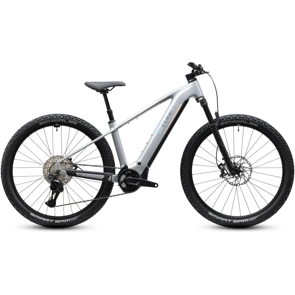 Cube Reaction Hybrid SLX 800Wh Electric Mountain Bike in Platinum and Reflex