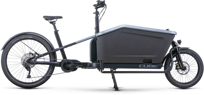 Cube Cargo Sport Hybrid 500Wh Electric Cargo Bike in Flashgrey and Black