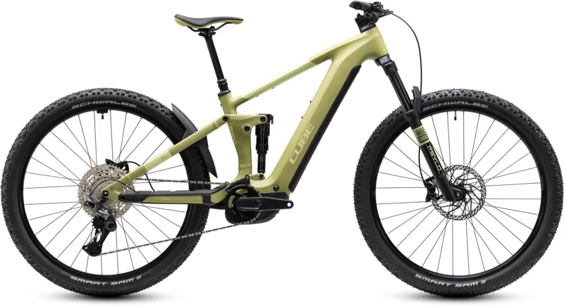 Cube Stereo Hybrid ONE44 Pro 800Wh Electric Full Suspension Mountain Bike in Softwillow and Green
