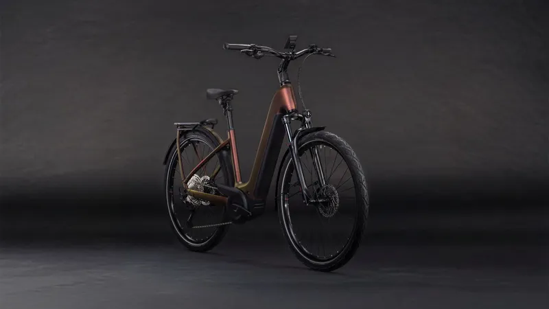 Cube Kathmandu Hybrid Pro EE 800Wh Electric Hybrid Bike in Sunglow and Chrome-6