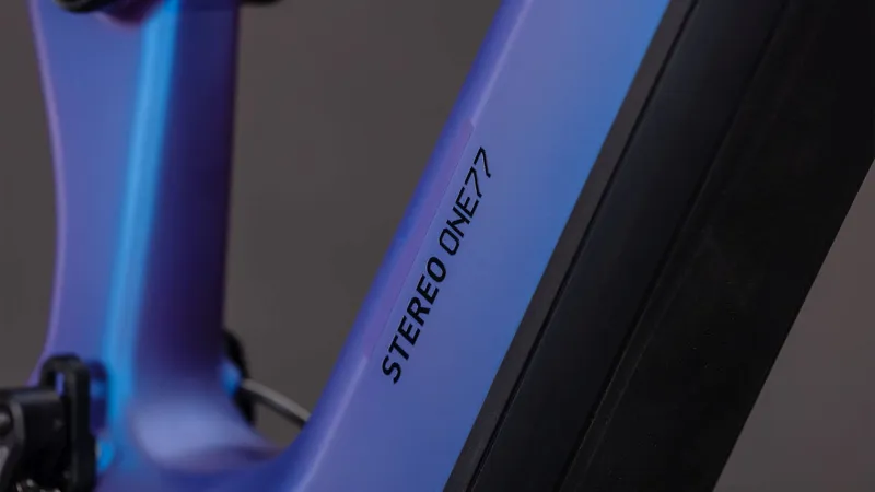 Cube Stereo Hybrid ONE77 HPC SLX 800Wh Electric Full Suspension Mountain Bike in Blueiris and Black-7