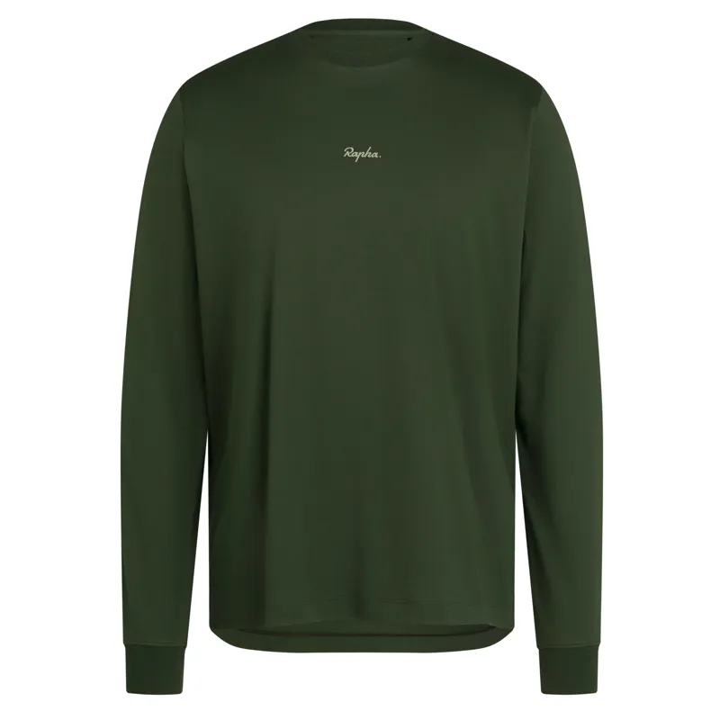 Rapha Men's Long Sleeve Cotton T-Shirt in Deep Olive Green