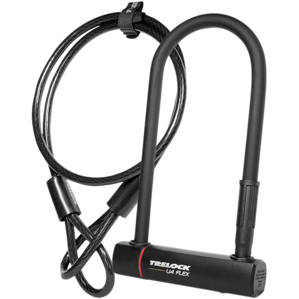 Team Cycles Trelock Silver Sold Secure U4 Lock and Flex Cable | Interest FREE Finance & Online Refund Policy.