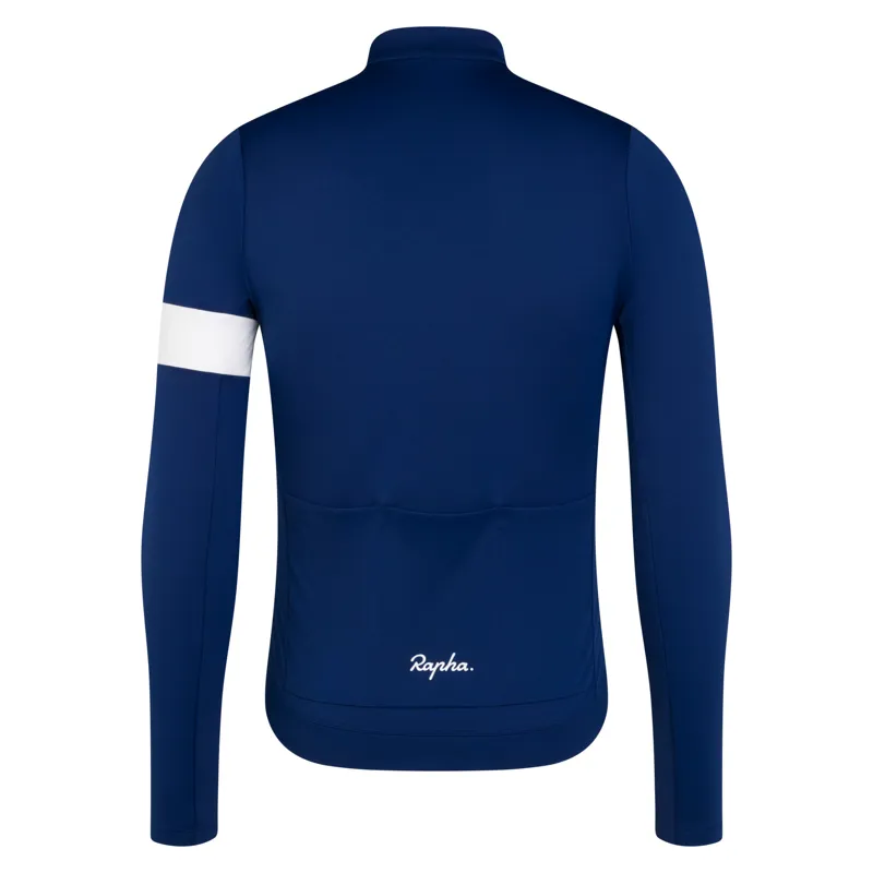 Rapha Men's Core Thermal Long Sleeve Jersey in Navy and White-1