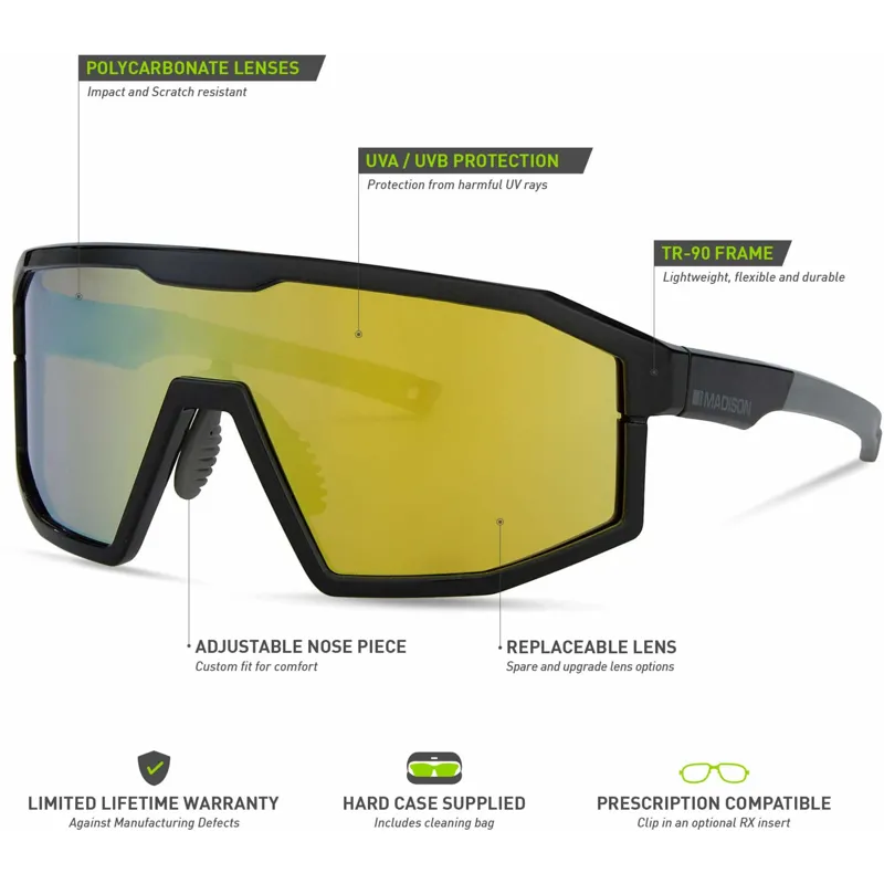 Madison Enigma Sunglasses in Gloss Black with Bronze Mirror Lens -5