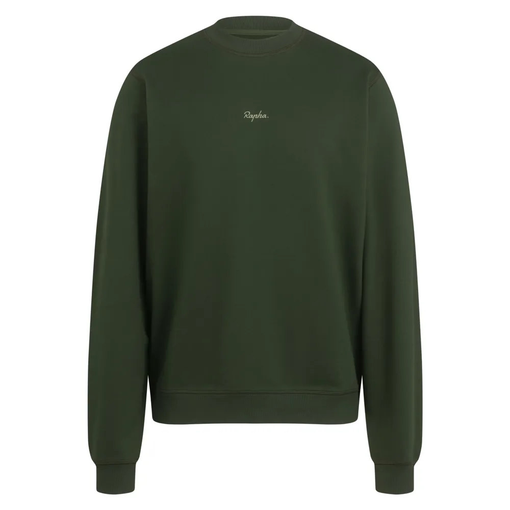 Team Cycles Rapha Men's Crewneck Cotton Sweatshirt in Deep Olive Green | Interest FREE Finance & Online Refund Policy.