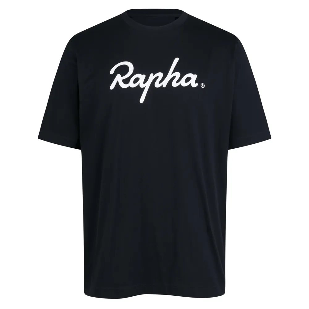 Photos - Cycling Clothing Rapha Men's Cotton Large Logo T Shirt in Black and White BKB01XXBBKMED