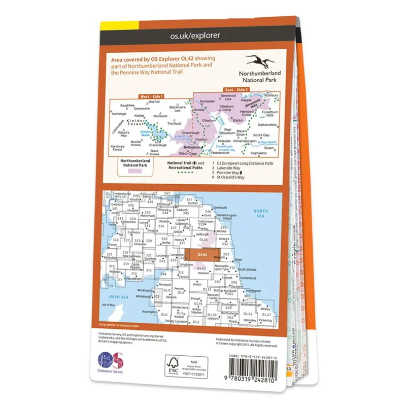 Ordnance Survey OS Explorer Map Kielder Water and Forest - OL42-1