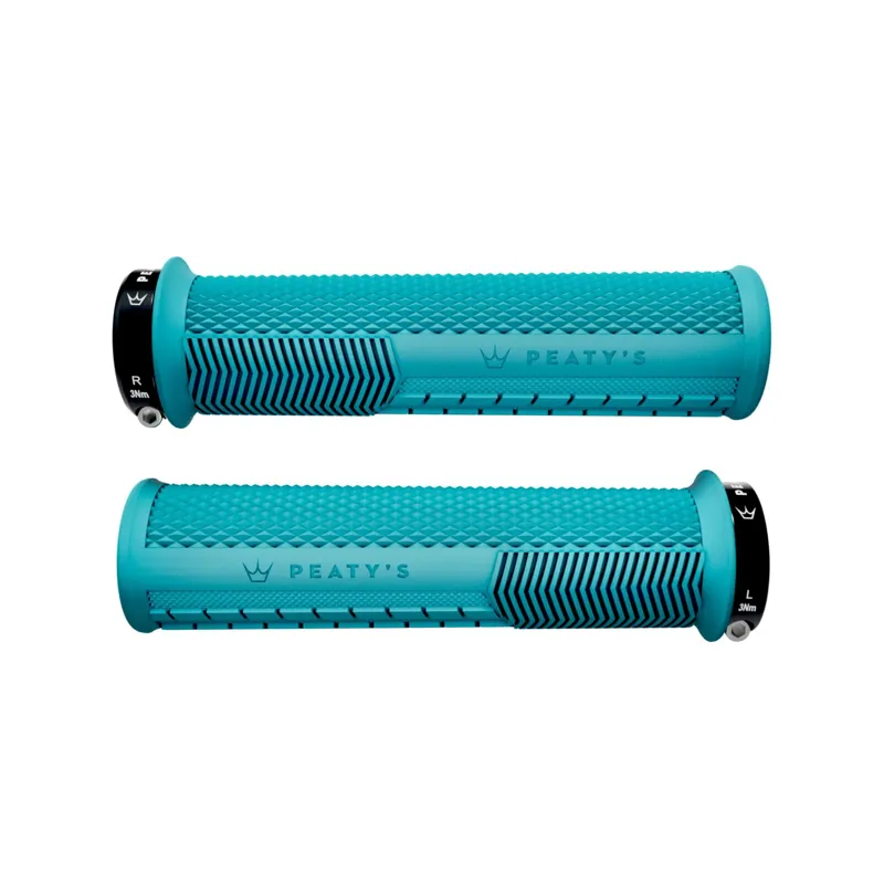 Peaty's Monarch Knurl Handlebar Grips in Turquoise-1