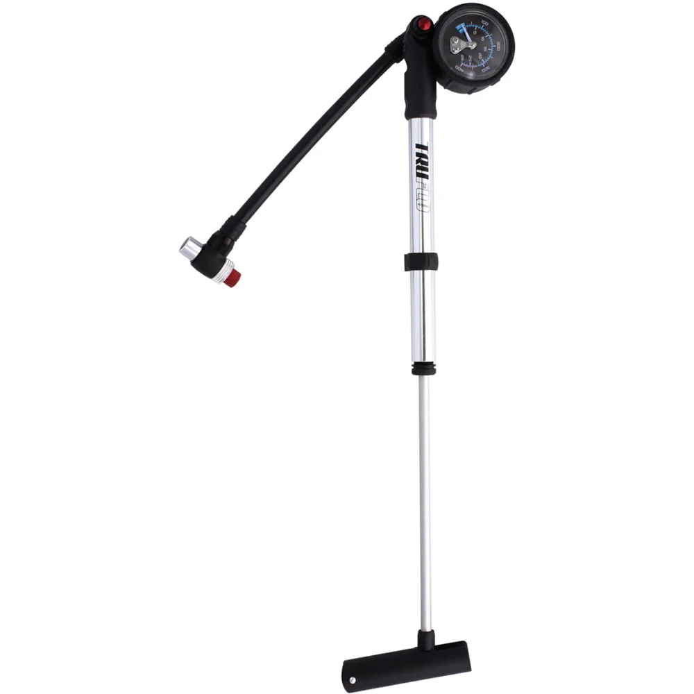 Team Cycles Truflo Air Lock Shock Pump Non-leak Head with Gauge in Silver | Interest FREE Finance & Online Refund Policy.