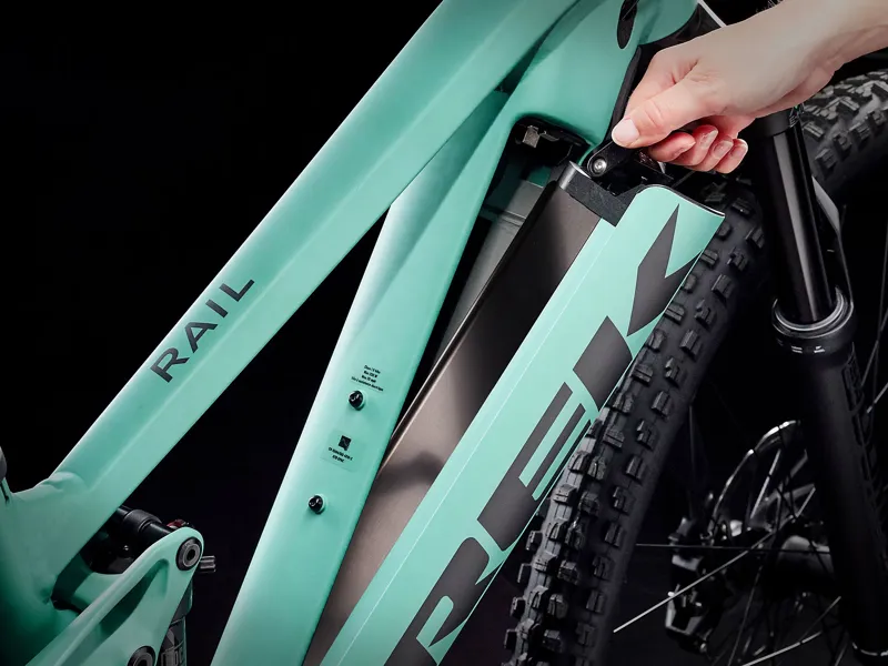 TREK Rail 7 Gen 3 625Wh Full Suspension Electric Mountain Bike in Matte Blue Sage-1