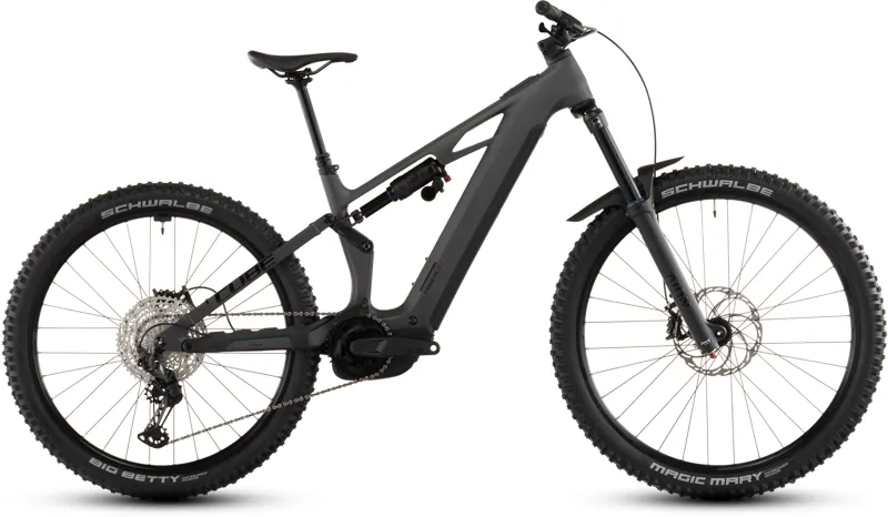 Cube Stereo Hybrid ONE77 HPC Race 800Wh Full Suspension Electric Mountain Bike in Irongrey and Black