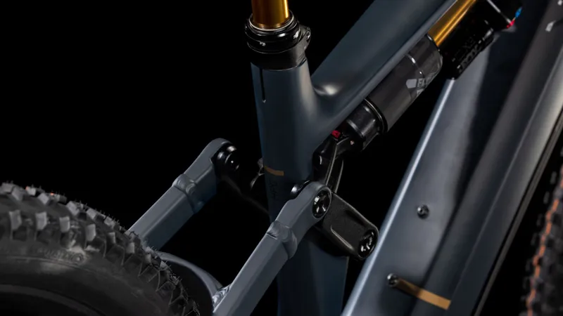 Cube Stereo Hybrid ONE77 HPC AT 800Wh Full Suspension Electric Mountain Bike in Carbon and Gold-3