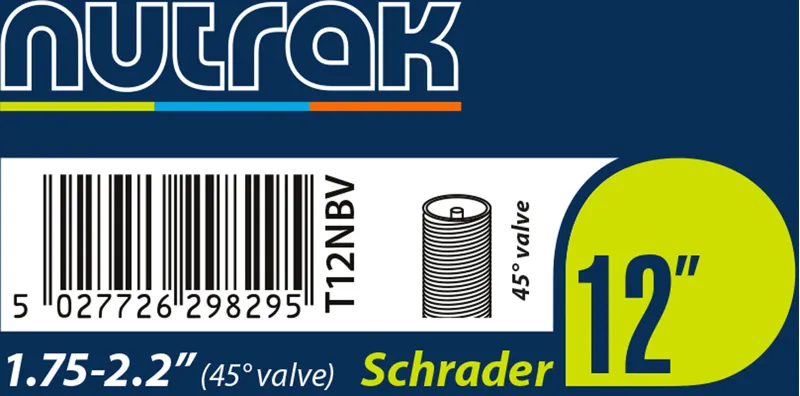Nutrak Schrader inner Tube with 45 Degree Bent Valve - 12 x 1.75