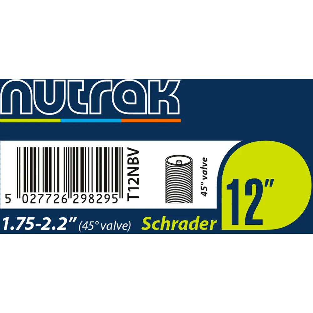 Team Cycles Nutrak Schrader inner Tube with 45 Degree Bent Valve - 12 x 1.75 | Interest FREE Finance & Online Refund Policy.