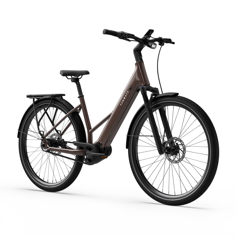 Tenways AGO AIR Belt 560Wh Electric Hybrid Bike in Walnut Brown - 46cm-2