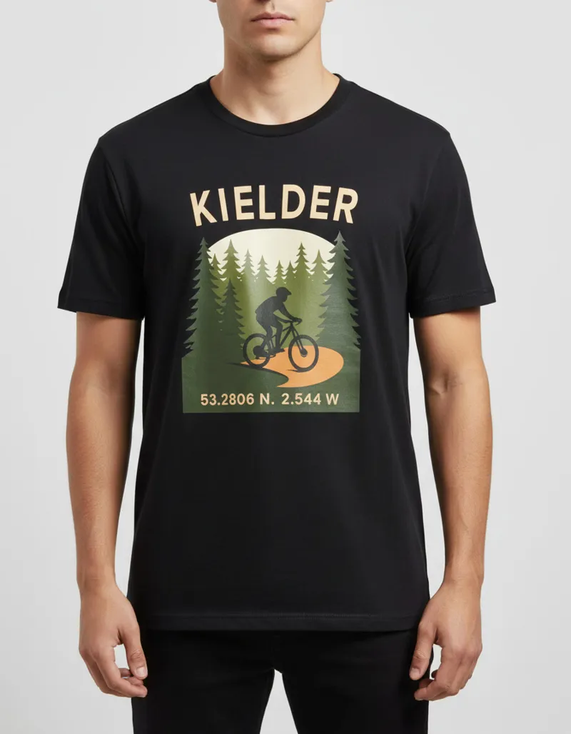 Team Cycles Kielder Forest Mountain Biker T-Shirt in Black