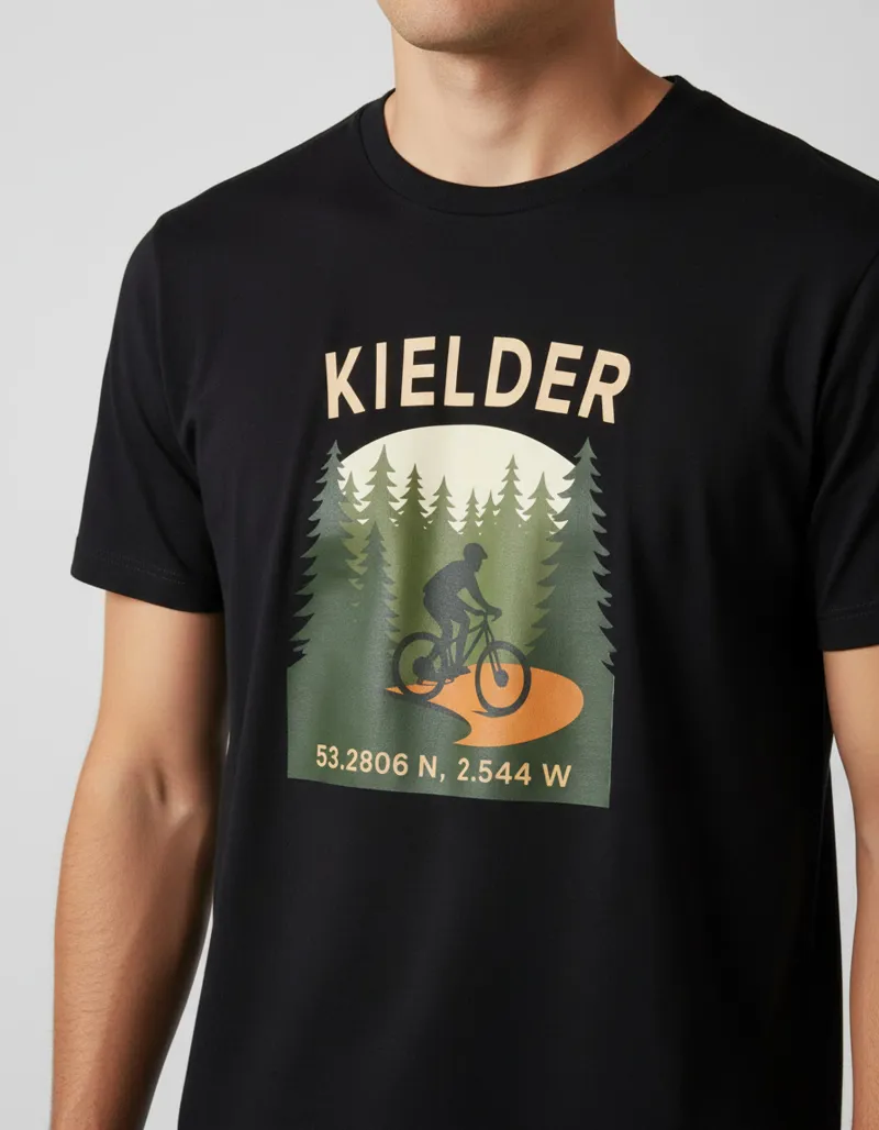 Team Cycles Kielder Forest Mountain Biker T-Shirt in Black-1