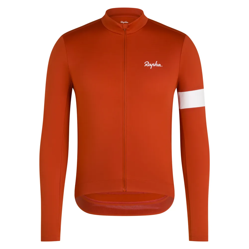 Team Cycles Rapha Men's Core Thermal Long Sleeve Jersey in Paprika and White | Interest FREE Finance & Online Refund Policy.