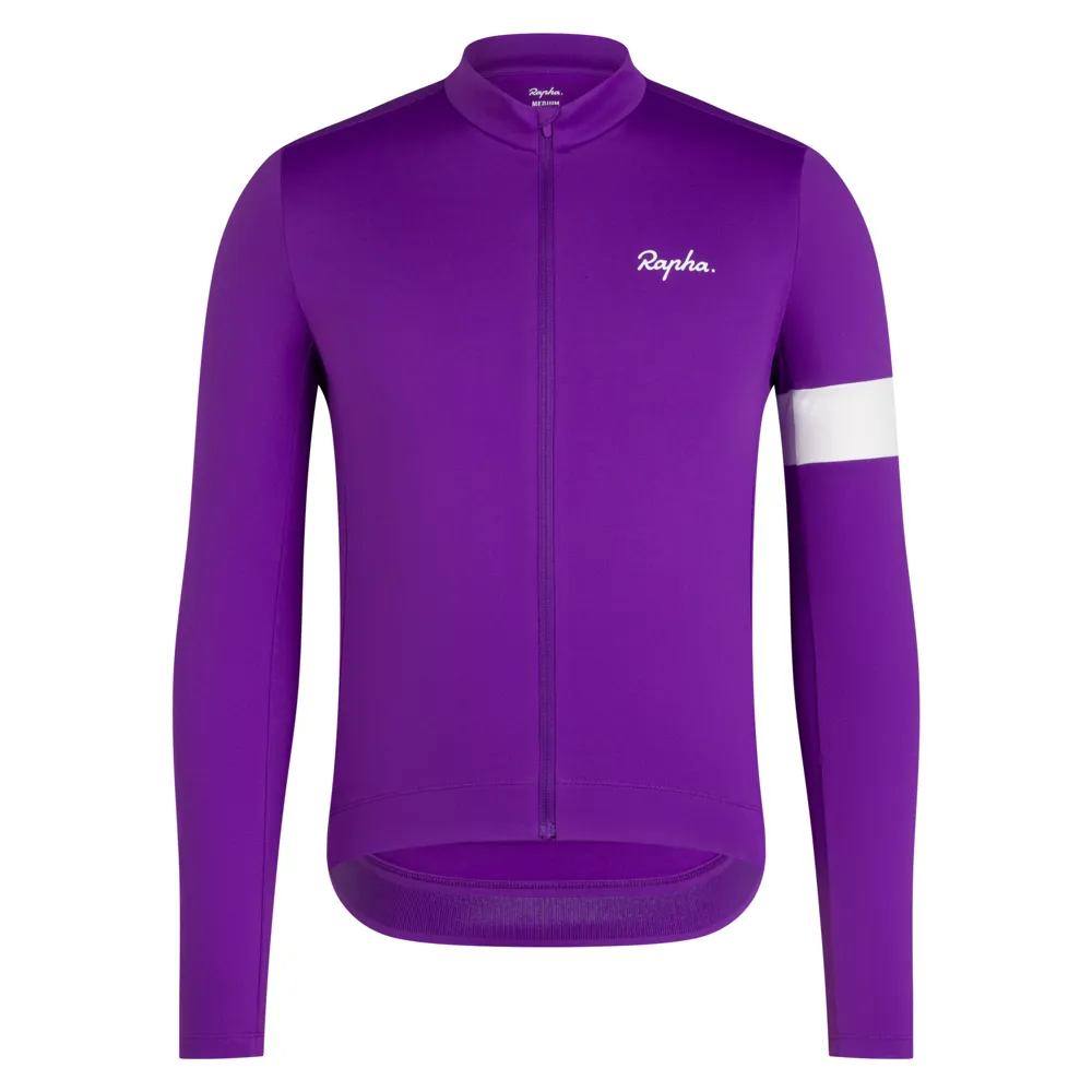 Team Cycles Rapha Men's Core Thermal Long Sleeve Jersey in Ultraviolet and White | Interest FREE Finance & Online Refund Policy.