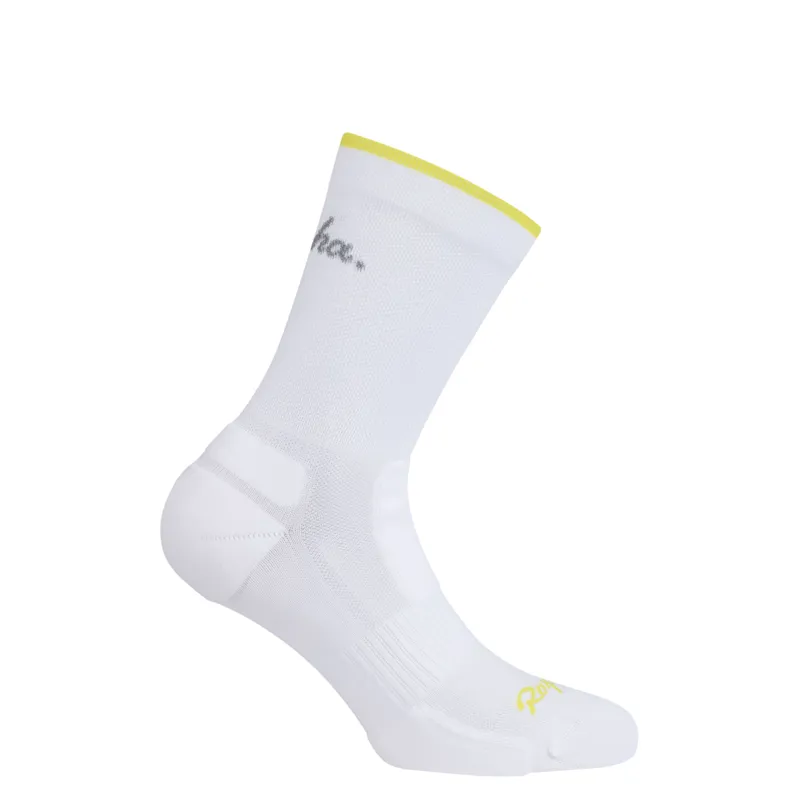 Rapha Brevet Socks in White and Chartreuse