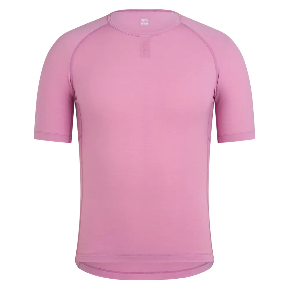 Team Cycles Rapha Men's Short Sleeve Merino Base Layer in Dusty Mauve | Interest FREE Finance & Online Refund Policy.