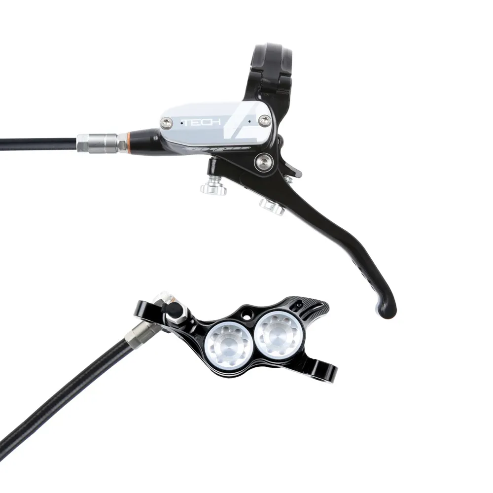 Team Cycles Hope Tech 4 E4 Disc Brakes - No Rotor - Right Hand - Black and Silver | Interest FREE Finance & Online Refund Policy.